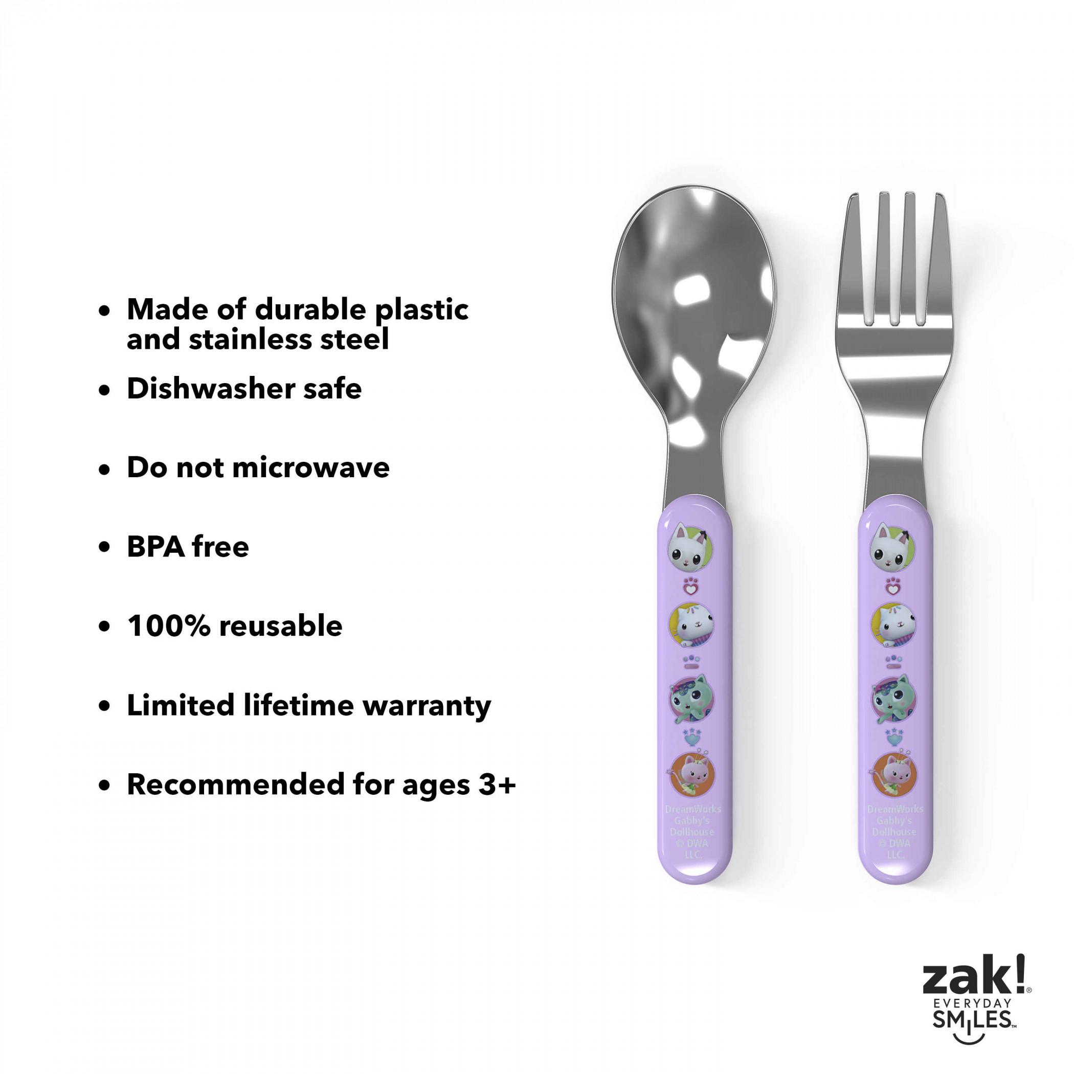 Gabby's Dollhouse Kid's Fork and Spoon Set